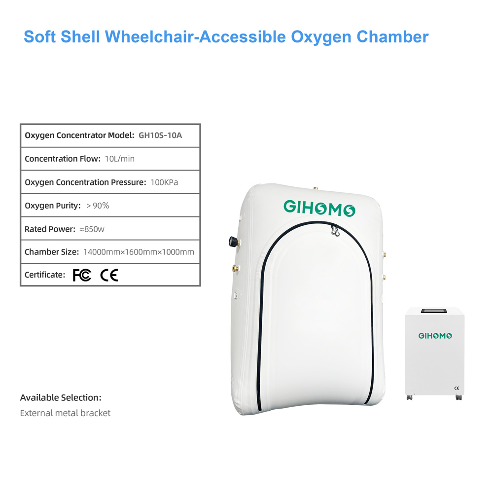 Customized Lightweight Portable Soft Shell Hyperbaric Wheelchair Accessible Oxygen Chamber